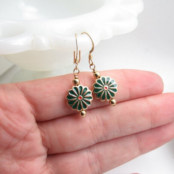Enamel Daisy earrings - Picture 6 of 6